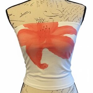 Floral Strapless Top - White and pink